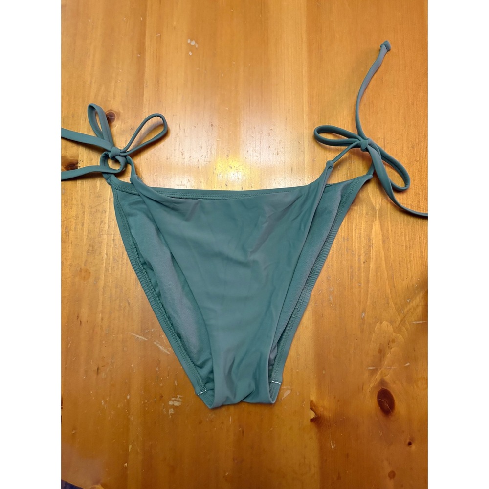 Shade & Shore Women Sage Green Side Tie‎ Bikini Bottoms Size M NWT